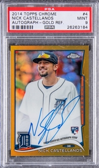 2014 Topps Chrome Autograph Gold Refractor #4 Nick Castellanos Signed Rookie Card (#33/50) - PSA MINT 9
